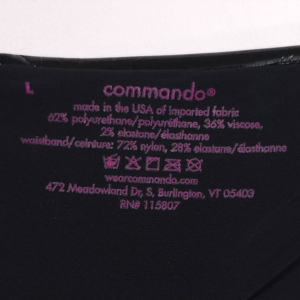 NWOT Commando Control Top Faux Patent Leather Leggings Black Size LARGE USA MADE - Picture 2 of 11
